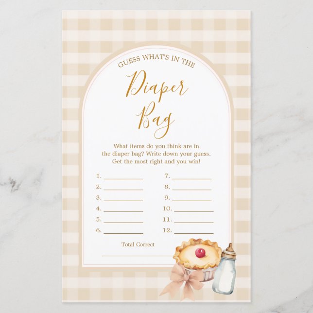 Bow Süsse Pie Pastel Gingham Was ist in der Windel (Vorderseite)