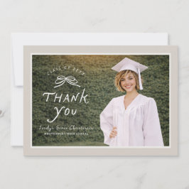 Bow Text Overlay Photo Graduation Thank You Card Dankeskarte