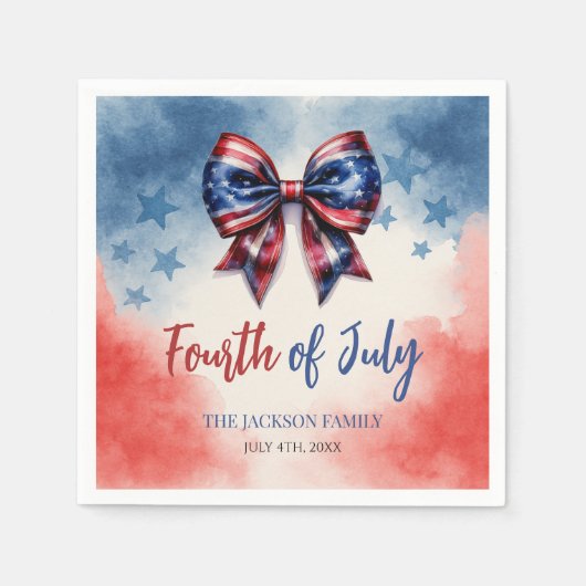 Bow Themed 4. Juli Patriotisches Party Serviette (Vorderseite)