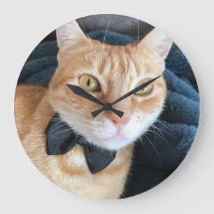 Bow tie cat große wanduhr