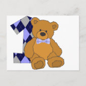 Bow Tie Teddy Bear with Number 1 Postkarte (Vorderseite)
