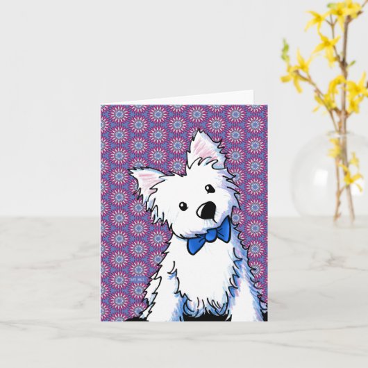 Bow Tie Westie Karte (Gelbe Blume)