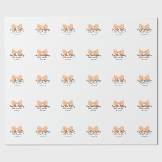 Bow-tiful birthday orange bow name date simple pas geschenkpapier (Flach)