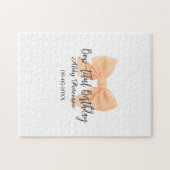 Bow-tiful birthday orange bow name date simple pas puzzle (Horizontal)