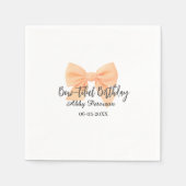 Bow-tiful birthday orange bow name date simple pas serviette (Vorderseite)