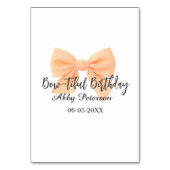 Bow-tiful birthday orange bow name date simple pas tischnummer (Rückseite)
