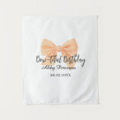 Bow-tiful birthday orange bow name date simple pas wandteppich (Vorderseite)