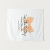 Bow-tiful birthday orange bow name date simple pas wandteppich (Vorderseite (Horizontal))