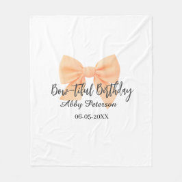 Bow-tiful Geburtstag orange Schleife Name Datum ei Fleecedecke