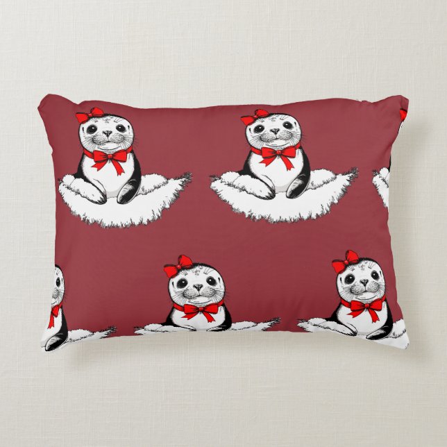Bow-tiful Seal – Christmas Edition Dekokissen (Vorderseite)