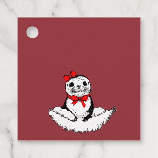 Bow-tiful Seal – Weihnachtsedition Geschenkanhänger (Vorderseite)