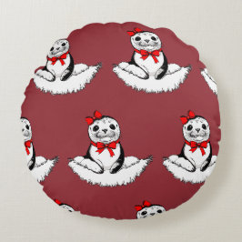 Bow-tiful Seal – Weihnachtsedition Rundes Kissen