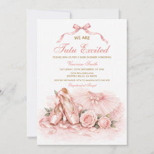Bow Tutu Aufgeregte Rosa Ballettschuhe Baby Shower Einladung