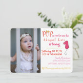 Bow und Balloons 1. Foto Rosa Einladung (Stehend Vorderseite)