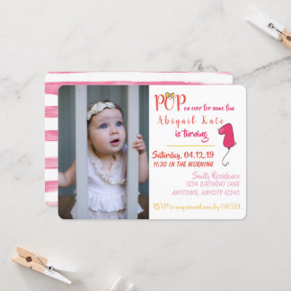 Bow und Balloons 1. Foto Rosa Einladung