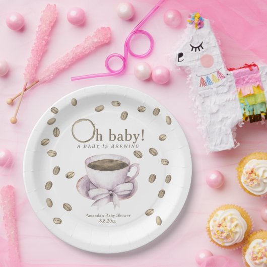 Bow und Coffee Brauen Babydusche Pappteller (Party)
