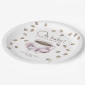 Bow und Coffee Brauen Babydusche Pappteller (Schrägansicht)