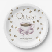Bow und Coffee Brauen Babydusche Pappteller (Vorderseite)
