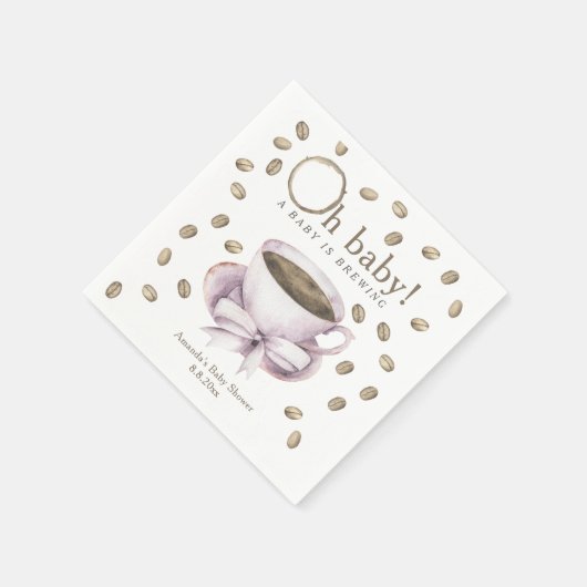 Bow und Coffee Brauen Babydusche Serviette (Ecke)