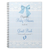 Bow und Lace Image Blue Baby Shooter Gästebuch- Notizblock (Vorderseite)