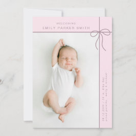 Bow und Linien niedliche Portrait Single Fotokarte Ankündigung