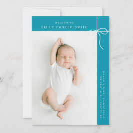 Bow und Linien niedliche Portrait Single Fotokarte Ankündigung