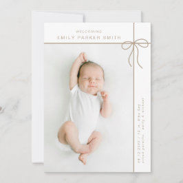 Bow und Linien niedliche Portrait Single Fotokarte Ankündigung