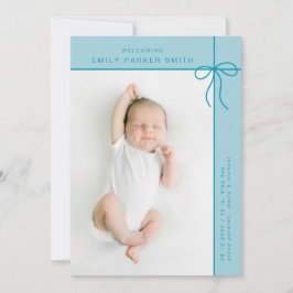 Bow und Linien niedliche Portrait Single Fotokarte Ankündigung