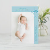 Bow und Linien niedliche Portrait Single Fotokarte Ankündigung (Stehend Vorderseite)