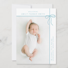 Bow und Linien niedliche Portrait Single Fotokarte Ankündigung