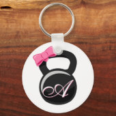 Bow und Monogram Kettlebell Pink "A" Schlüsselanhänger (Vorderseite)