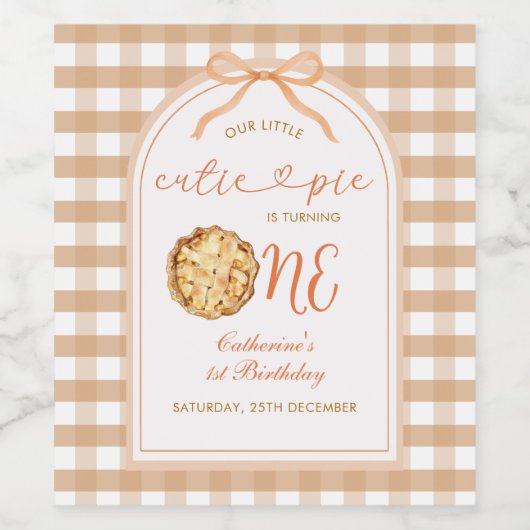 Bow Unsere kleine Süsse Kuchen Weinkeller Gingham Weinetikett (Einzelnes Label)