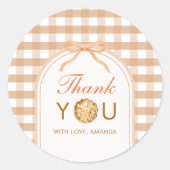 Bow unsere kleine Süsse Pie Danke Gingham Fall Runder Aufkleber (Vorderseite)