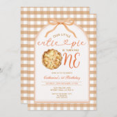 Bow Unsere kleine Süsse Pie Fall Gingham 1. Geburt Einladung (Vorne/Hinten)