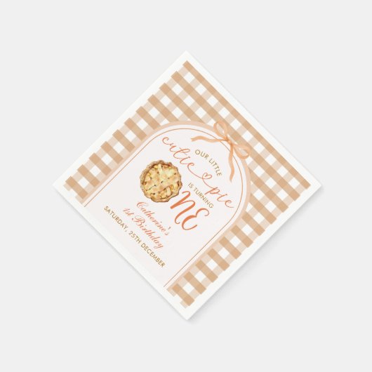 Bow Unsere kleine Süsse Pie Fall Gingham 1. Geburt Serviette (Ecke)