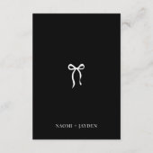 Bow Vintage Black & White Wedding Details Begleitkarte (Rückseite)