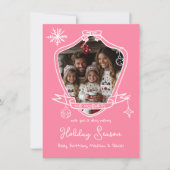 Bow Wappen Hand Draodle Doodle Foto Weihnachtskart Einladung (Vorderseite)