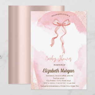 Bow Wasserfarbe Paint Splash Roségold Babyparty Einladung