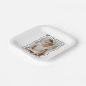 Bow Wavy Border Foto 1. Geburtstag Pappteller (Gewinkelt)