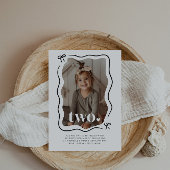 Bow Wavy Border Foto 2. Geburtstag Einladung