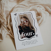 Bow Wavy Border Foto 4. Geburtstag Einladung
