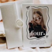 Bow Wavy Border Foto 4. Geburtstag Einladung