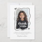 Bow Wavy Border Foto Geburtstag Dankeskarte (Vorderseite)