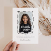 Bow Wavy Border Foto Geburtstag Dankeskarte