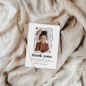 Bow Wavy Border Foto Geburtstag Dankeskarte