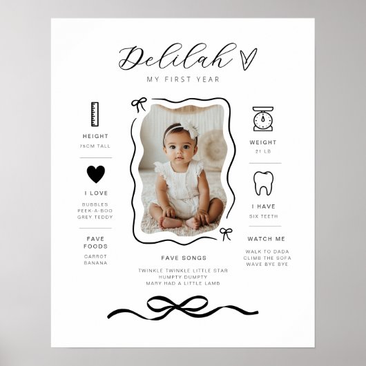 Bow Wavy Border Foto Meilenstein Poster (Vorne)