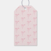 Bow Wavy Rahmen rosa minimale Mädchen danke Geschenkanhänger (Rückseite)