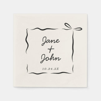 Bow Wedding Cocktail Napkins Handgezeichnet Serviette