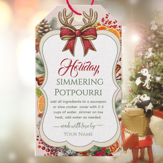 Bow Weihnachten auf dem Herd köchelnde Potpourri Geschenkanhänger