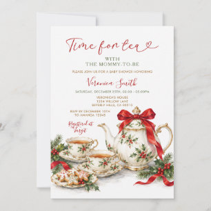 Bow Weihnachtszeit für Tee Baby Shower mit Mama Einladung